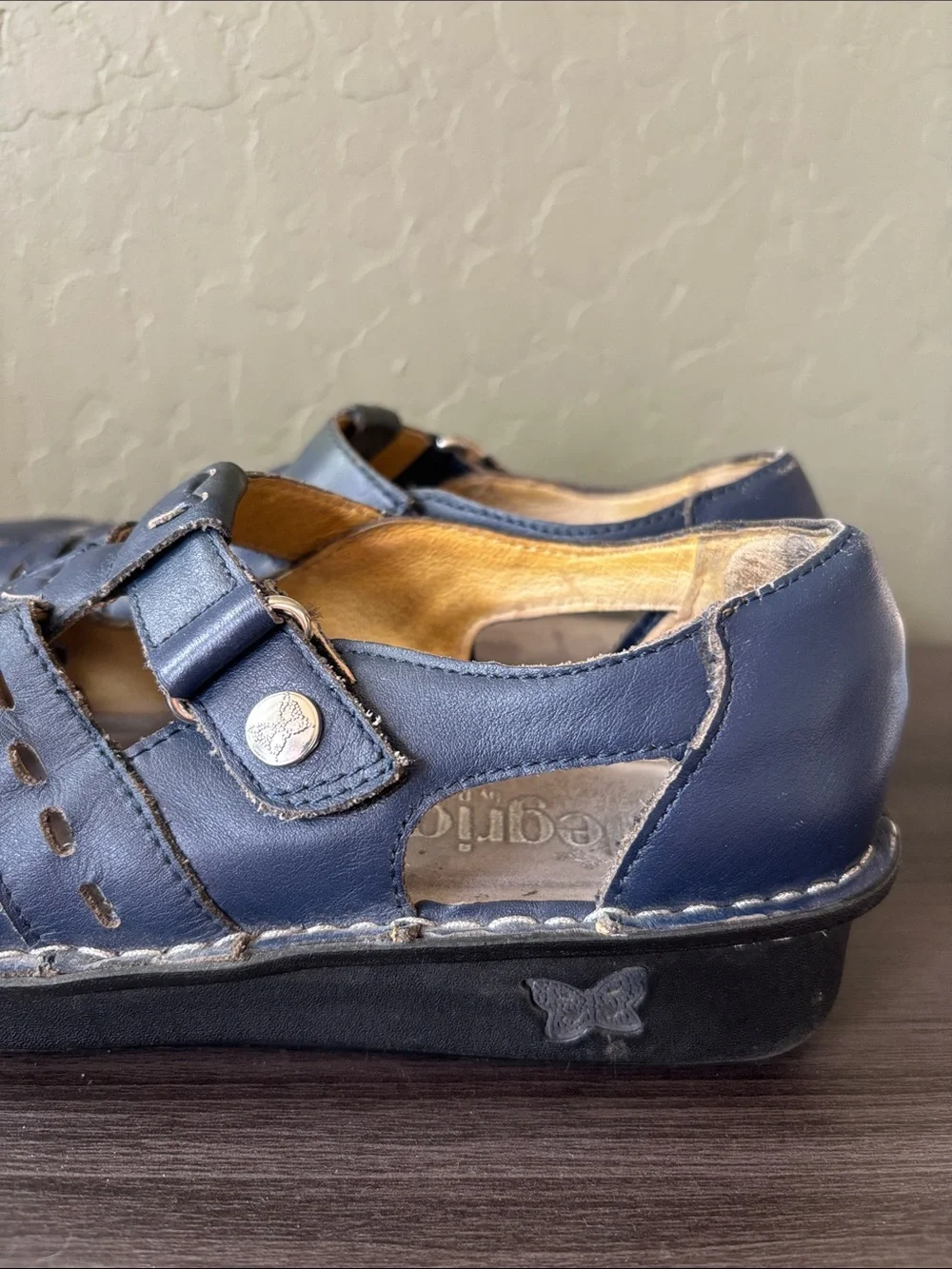 Alegria Pesca 622 Navy Blue Leather Fisherman’s Sandals Shoes Size 36